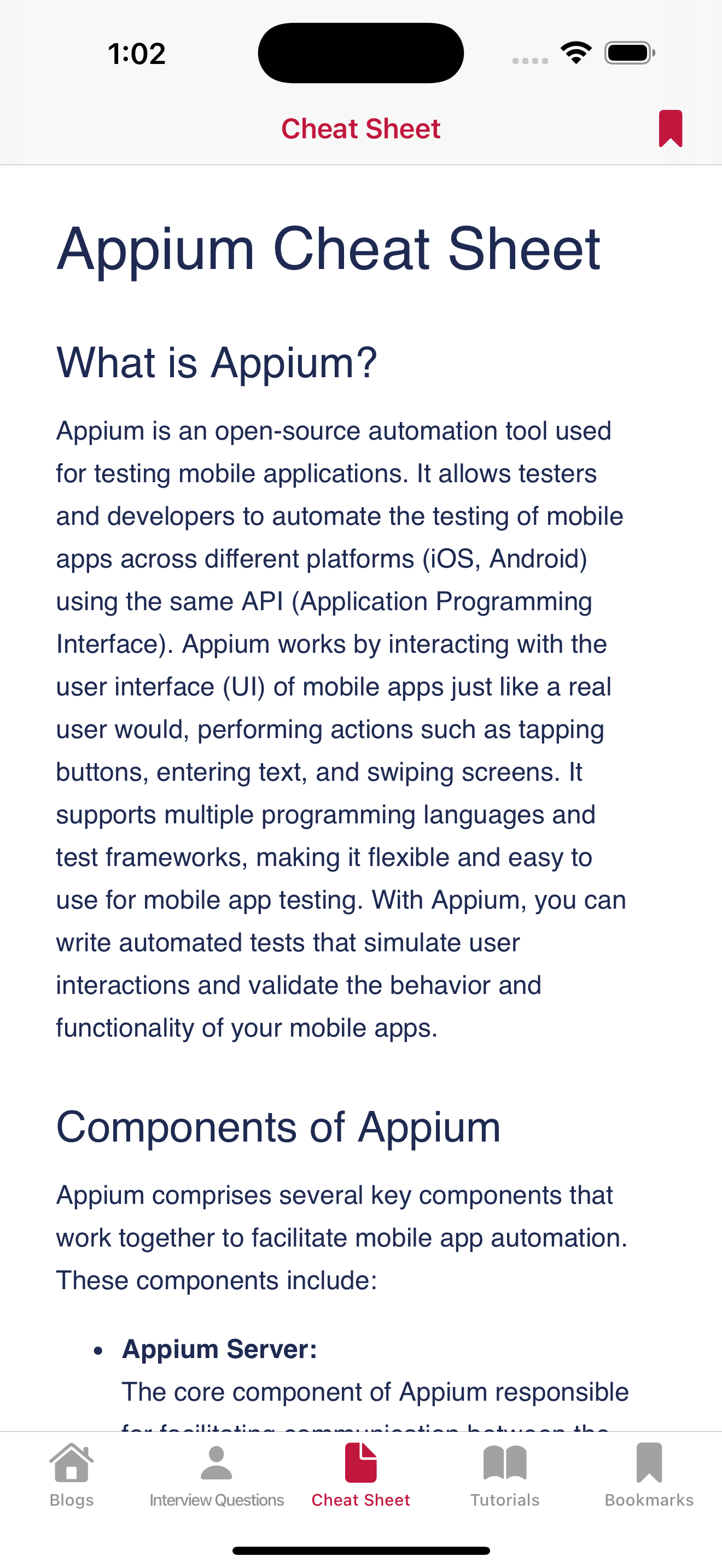 Appium Automation Guiod iOS App Cheat Sheets UI
