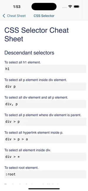 Cheat Sheets iOS App