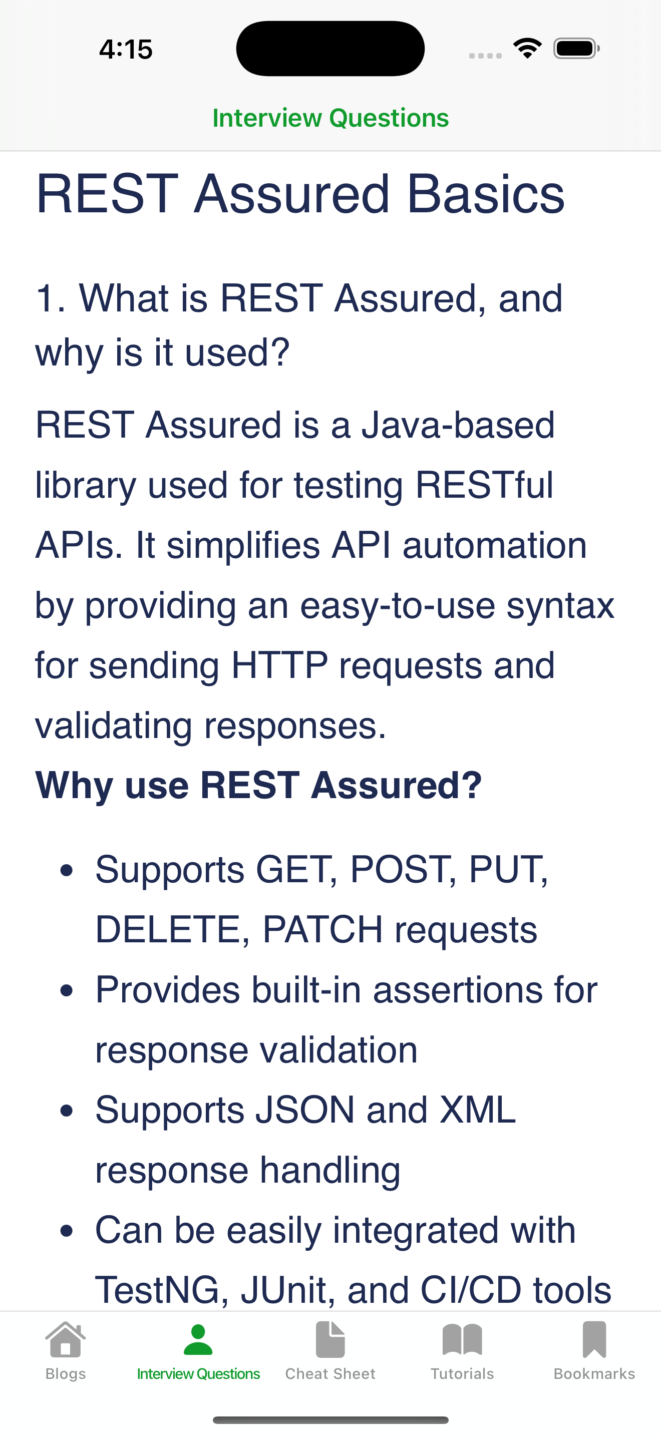Rest-Assured Automation Guide iOS App
