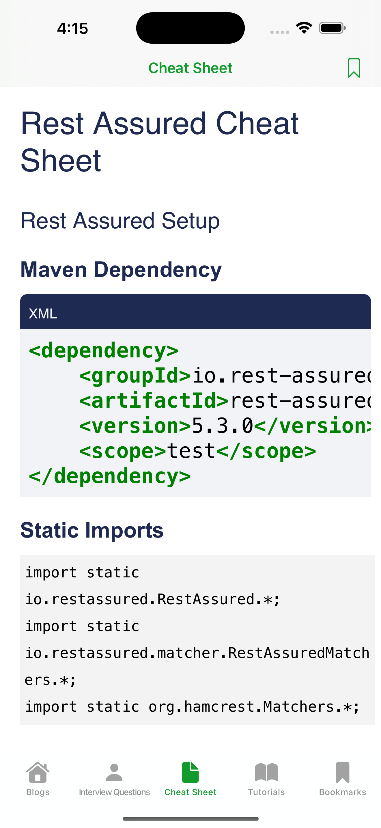 Rest-Assured Automation Guide iOS App
