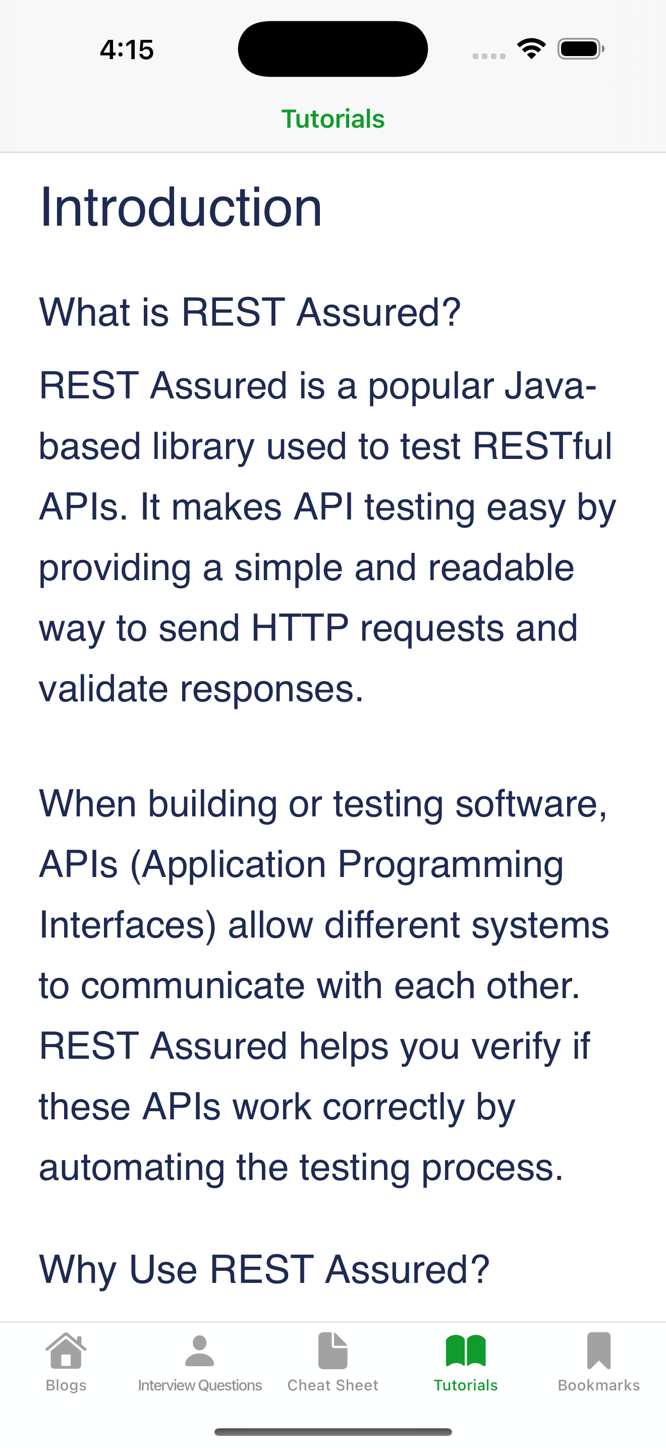 Rest-Assured Automation Guide iOS App